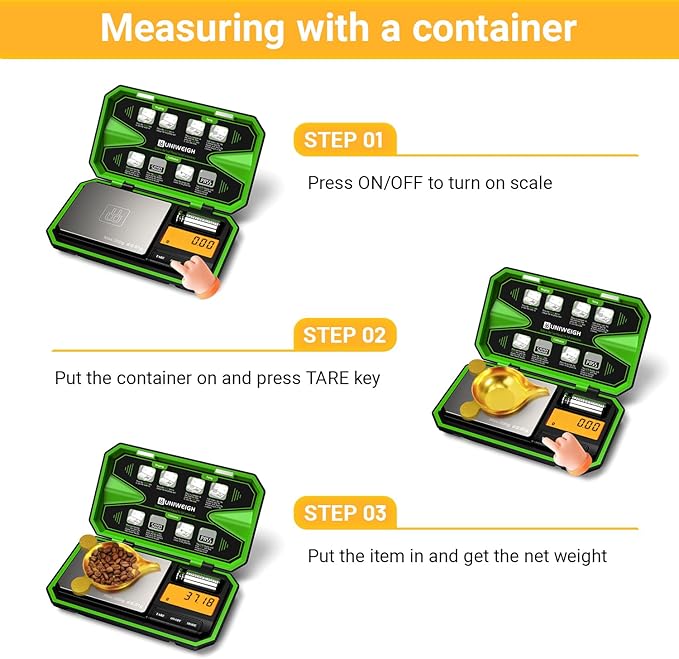 Digital Pocket Scale 200g/0.01g, Digital Scale Grams, Jewelry Scale,Coins Scale with 50g Cal Weights for Powder,Small Items,Tea,Jewelry,Coins (Battery Included)-Fluorescent Green