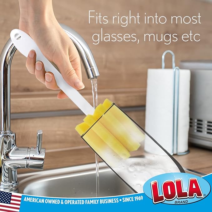 LOLA Glass & Jar Sponge Brush, Star Shaped, Foam Material, Dishwasher Safe, Non-Scratch, Perfect for Glasses, Mugs, Bottles. 1 Pack