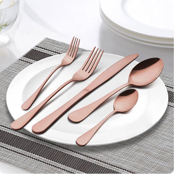 LIANYU 10-Piece Copper Silverware Set