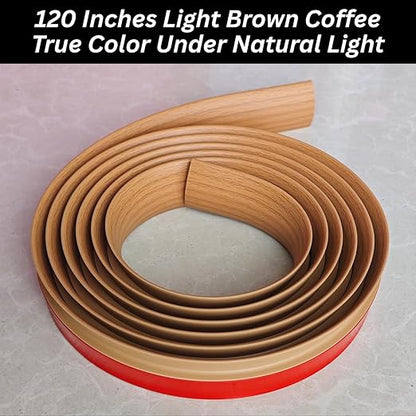 1/5 inch Height Floor Transition Strip, Self Adhesive Carpet Wood Tile Vinyl Flooring Laminate Transition Cover Edge Trim Gap Doorway Threshold for Uneven Floors (120 inches, Light Brown Coffee)