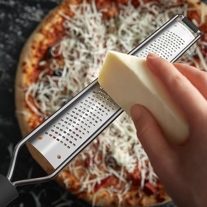 Zester Grater,Stainless Steel Cheese Grater with Non-Slip Comfort Grip,Black