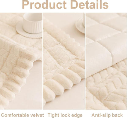 Mivnue Pet Couch Cover Protector Sofa Covers for Pets Washable Non Slip Couches and Sofas Dog Mat (Cream, 27.6" x 70.9")