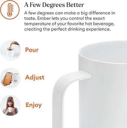 Ember Temperature Control Smart Mug 2, 14 Oz, App-Controlled Heated Coffee Mug with 80 Min Battery Life and Improved Design, White