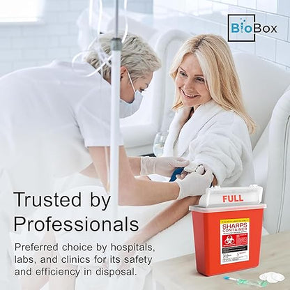 Sharps Container Large - Sharps Containers for Home Use and Labs - Portable Needle Disposal and Travel Size Biohazard Bin - 5 Quart Plus (Pack of 1)
