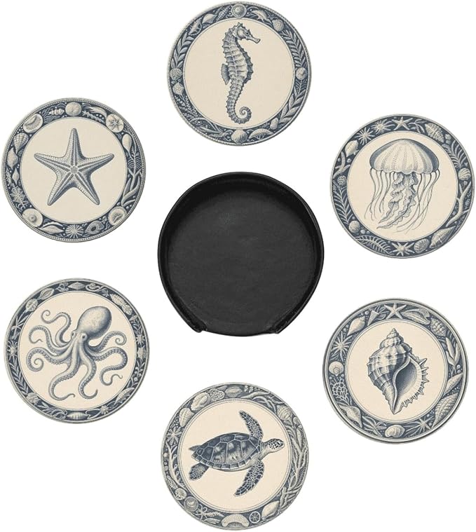 6 Pcs Nautical Ocean Drink Coasters