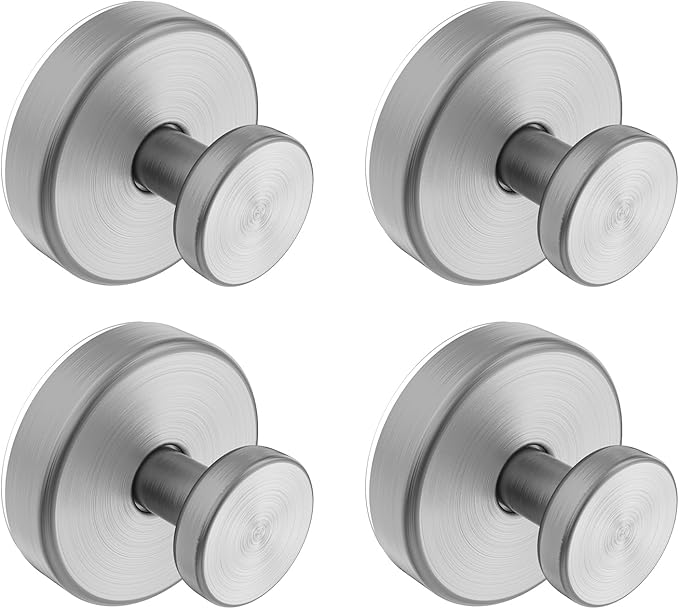 Suction Cup Hooks for Shower, Removable Towel Hooks for Bathroom Window Glass Door Wall, Bath Robe Looafh Hook for Hanging - 4 Pack, Silver