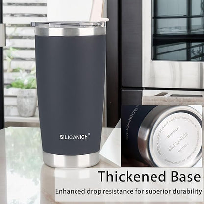 20 oz Stainless Steel Vacuum Insulated Tumbler with Lid And Straw,Durable Travel Iced Coffee Mugs Cups,Dishwasher Safe, Spill Proof,Grils Women men Friends Bottle,Easy Cleaning - Dark Gray