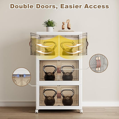 SAILUN 135QT Extra Large Collapsible Storage Bins with Wheels and Lid, Stackable Storage Bins Open Closet Organizers and Storage Storage Containers Drawers,19.7" L × 12.6" W × 34.8" H（3 Pack）