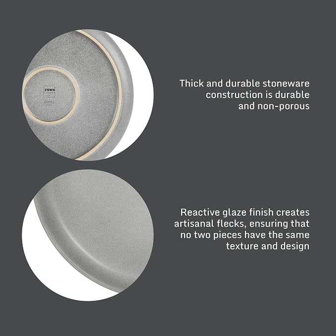 Gibson Elite Pasco 12 Piece Plates and Bowls Reactive Glaze Dishes Stoneware