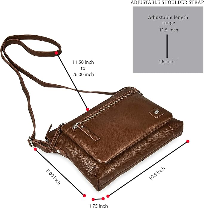 Wise Owl Accessories Small Soft Pebbled Real Leather Crossbody Handbags Purses Sling Crossover Shoulder Bag