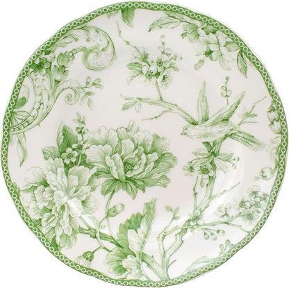 222 Fifth Adelaide Moss 16-Piece Porcelain Dinnerware Set – Service for 4, Plates, Bowls & Mugs, Hand-Applied Decal, Microwave & Dishwasher Safe, for Everyday Dining & Entertainment