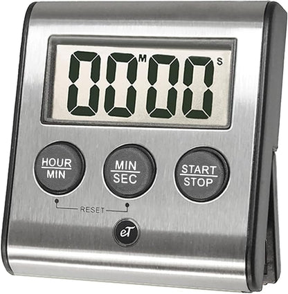 Elegant Digital Kitchen Timer, Stainless Steel Model eT-78, Displays 0-99 Min. or 0-99 Hr., Super Strong Magnet, Volume Switch for Mute/Soft/Loud Alarm, Auto Shut Off, Auto Memory by eTradewinds