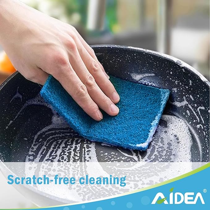 AIDEA Non-Scratch Scouring Pads, Dish Scrubber Pads for Household and Kitchen, Multipurpose Scour Pads for Cleaning, 24 Pack, 5.5in*3.5in