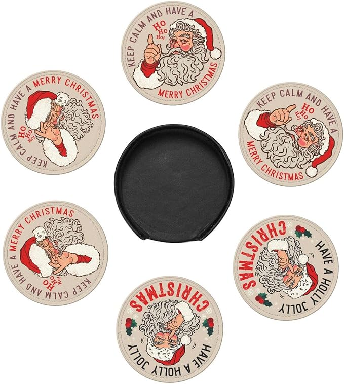 6 Pcs Christmas Santa Claus Drink Coasters