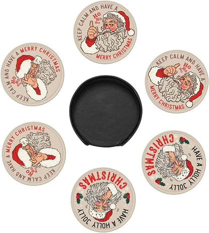 6 Pcs Christmas Santa Claus Drink Coasters