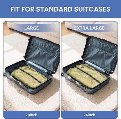 BAGAIL TPU Vacuum Bag for Travel, Reusable Compression Bag with IPX8 Waterproof Zipper, Save Space for Suitcase, Backpack and Carry on (Green, ExtraLarge, With Pump)
