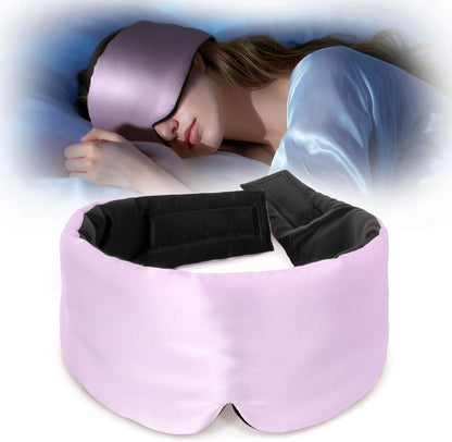 LULUSILK Reversible Mulberry Silk Sleep Mask for Women and Men, Adjustable Real Silk Eye Mask for Sleeping, Lavender and Black, Pack of 1