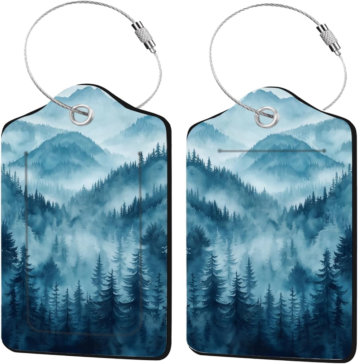 2 Pack Luggage Tag for Suitcase, Natural Scenery PU Cute Leather Luggage Tag Name ID Labels with Privacy Cover Suitcases Women Fun Laggage Tags