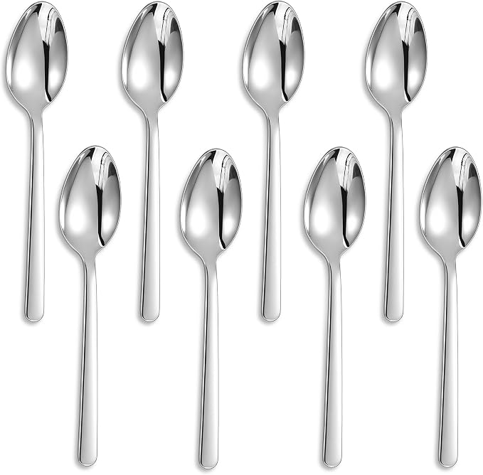 Premium Aline 8-Piece 7.4-Inch Dinner Spoon Set | 18/10 Stainless Steel Dinner