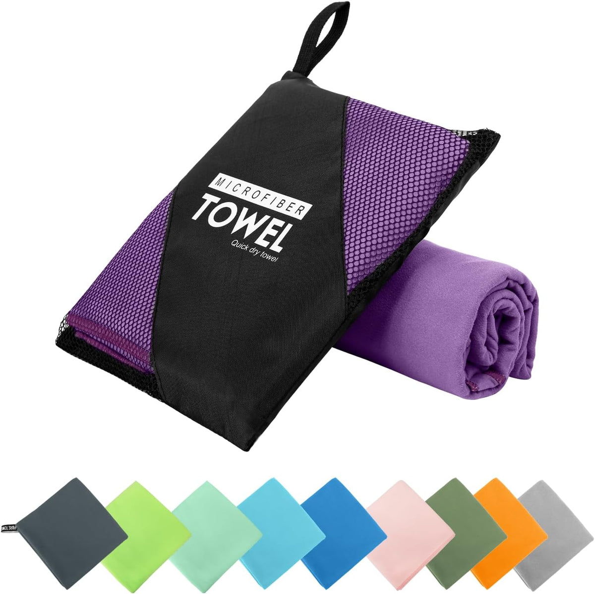 Microfiber Travel Towel, Soft Lightweight Quick Dry Towel, Super Absorbent Compact Travel & Sports & Beach Towels for Camping, Backpack, Gym, Swimming, Yoga, Hiking (L:24"×48" -Deep Purple)