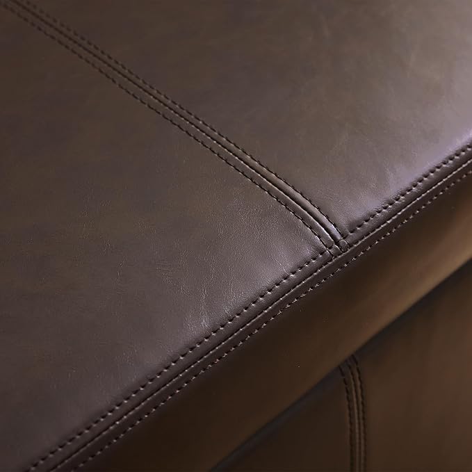 HUIMO Faux Leather Storage Ottoman Bench 50.3 Inch Extra Long PU Upholstered Bedroom Bench with Large Storage Space for The Living Room, Entryway, Bedroom Hold Up to 300lbs (Brown)