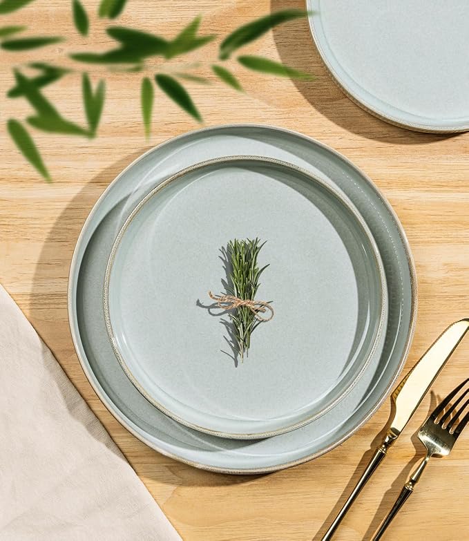 Ceramic Dinnerware Set for 8, 24-Piece Plates and Bowls Set | Lightweight