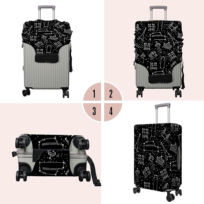 Travel Luggage Cover Suitcase Protector Fits 18-32 Inch Wheel Covers PatternedTravel Related Items Flower Luggage Protector Elastic L