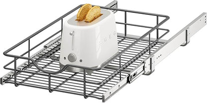 ALINE FURNITURE Pull Out Shelves - 14" W x 22" D Soft Close Pull Out Cabinet Organizer 1 Tier - Slide Out Drawers with Shelf Liner, Heavy Duty Steel Wire Baskets for Kitchen Cabinets, Pantry, Bathroom