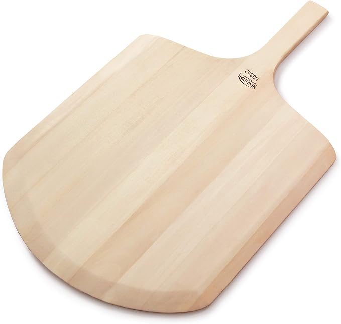 New Star Foodservice 50332 Restaurant-Grade Wooden Pizza Peel, 18" L x 16" W Plate, with 8" L Wooden Handle, 26" Overall Length