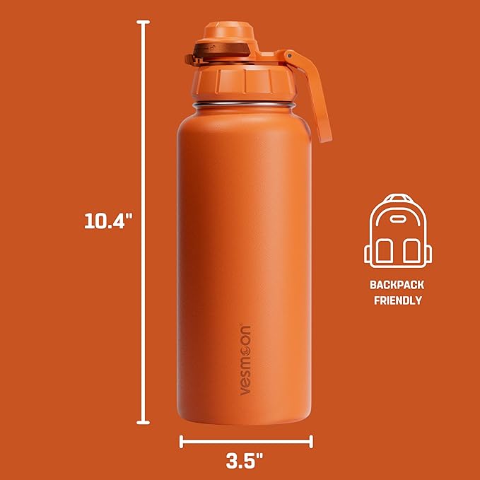 Vesmoon Vessence 32 Oz Stainless Steel Tea Infuser Bottle for Loose Leaf Tea, Water, Herbs, Fruits - Triple Layered Insulated, Leak Proof Bottle with Lid and Clip Handle - 24 Hours Hot/Cold