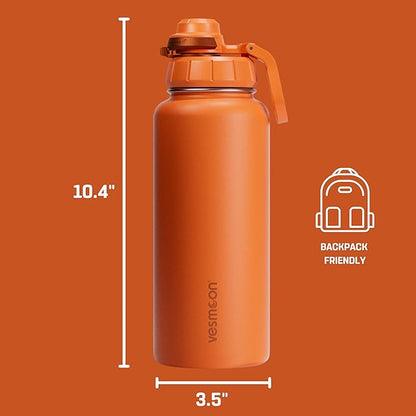 Vesmoon Vessence 32 Oz Stainless Steel Tea Infuser Bottle for Loose Leaf Tea, Water, Herbs, Fruits - Triple Layered Insulated, Leak Proof Bottle with Lid and Clip Handle - 24 Hours Hot/Cold