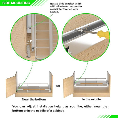 Expandable Pull Out Drawer Cabinet Organizers, Heavy Duty Slide Out Storage Shelf for Home Kitchen Pantry Cupboard Pots Pans, Adjustable Width from 23.2"~39.9", Stainless Steel 1 Pack