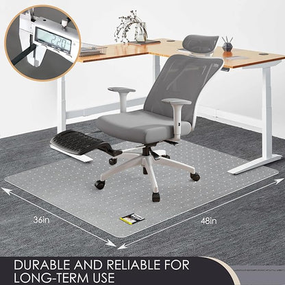 Kuyal Office Chair Mat for Carpet, 36x48 Clear Heavy Duty Computer Chair Mat, Under Desk Protector Carpeted Floors Mat, Easy Chair Movement,Ship Flat