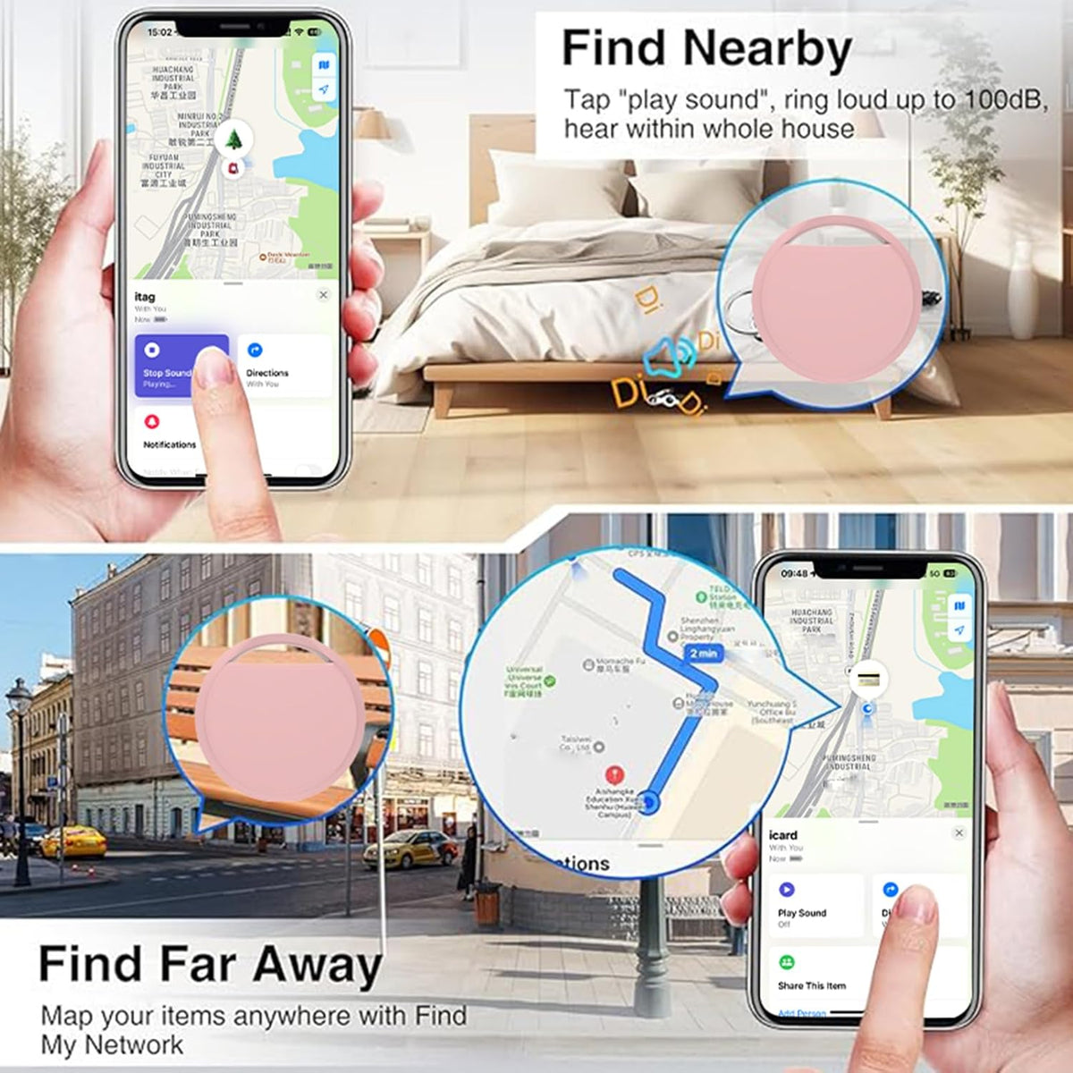 Air Tracker Tags 4 Pack Smart Tag Bluetooth Trackers Work with Apple Find My (iOS Only), Lightweight Tag Prevent Loss of Luggage Wallets Keys Bags,Replaceable Battery,IP67 Waterproof