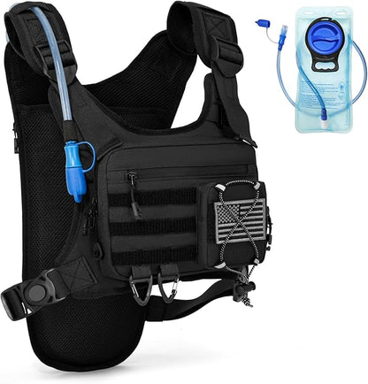 Hydration Vest（The design patent has been granted ）with 2L Water Bladder for Men and Women,Lightweight Adjustable Hydration Backpack,Reflective Running Hydration Chest Bag for Hiking Climbing Cycling