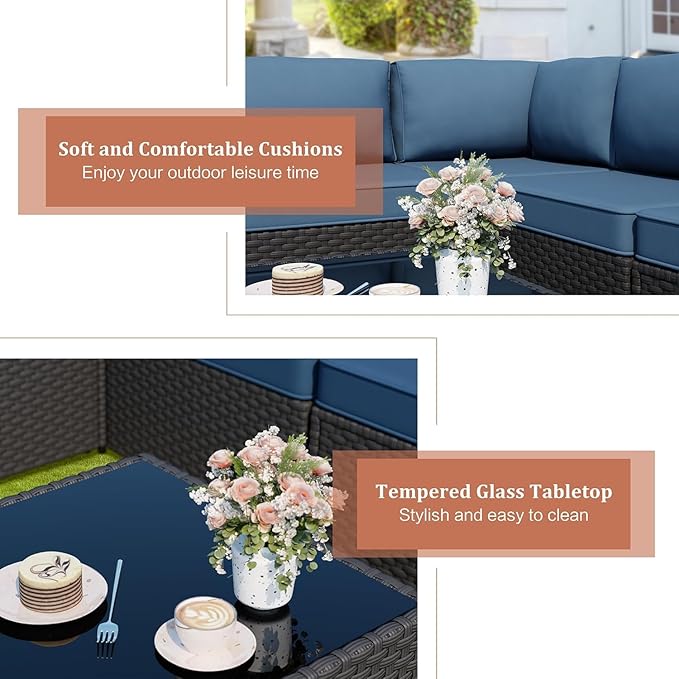 JAMFLY Patio Furniture Sets, 6-Piece Outdoor Patio Furniture
