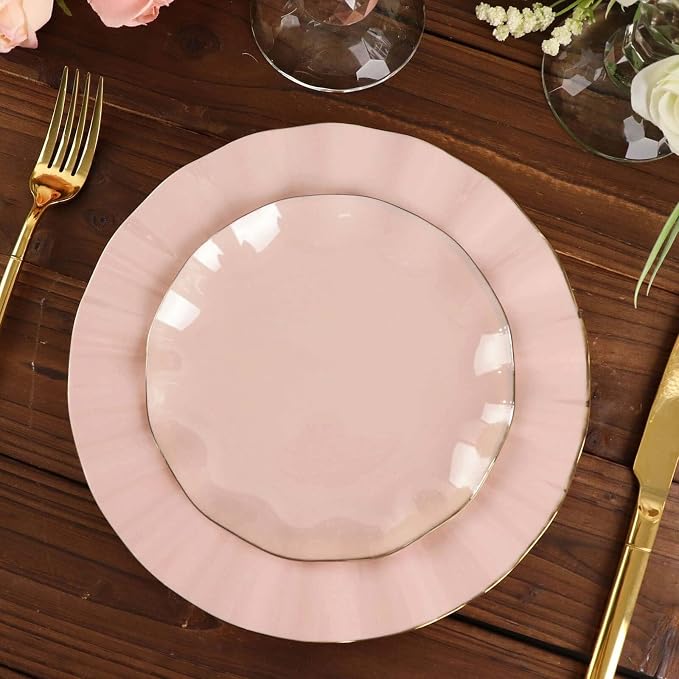 Efavormart 10 Pack | Blush/Rose Gold 6" Round Plastic Dessert Salad Plates