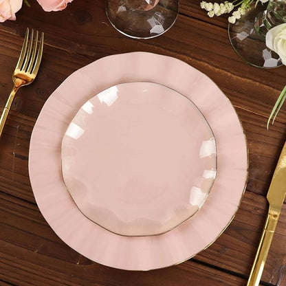 Efavormart 10 Pack | Blush/Rose Gold 6" Round Plastic Dessert Salad Plates