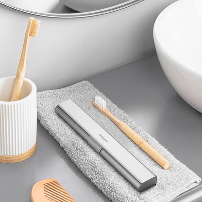 Aluminum Toothbrush Travel Case, Portable Travel Toothbrush Holder, Durable Manual Toothbrush Box Container for Traveling, Bathroom, Camping, Business Trip-1Pack Silver