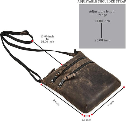 Crossbody Sling Bag for Women Small Real Leather Purse Vintage Travel Crossover Shoulder Bag Handmade