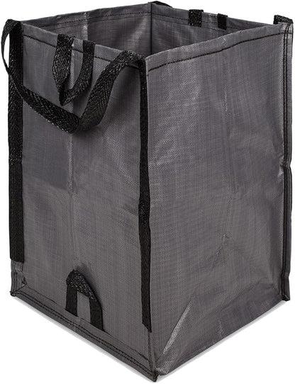 DURASACK Heavy Duty Home and Yard Bags 48-Gallon Reusable Self-Standing Lawn and Leaf Bags Garbage Can with Reinforced Handles, Gray, 3 Pack