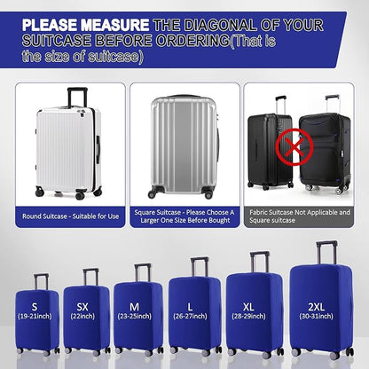 Travel Luggage Cover Suitcase Protector Scratch-Resistant Fit 19-31 Inch Suitcase, Not Included Suitcase (Blue, L(26-27 inch))