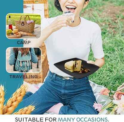 Teivio 16-piece Plastic Wheat Straw Square Dinnerware Set