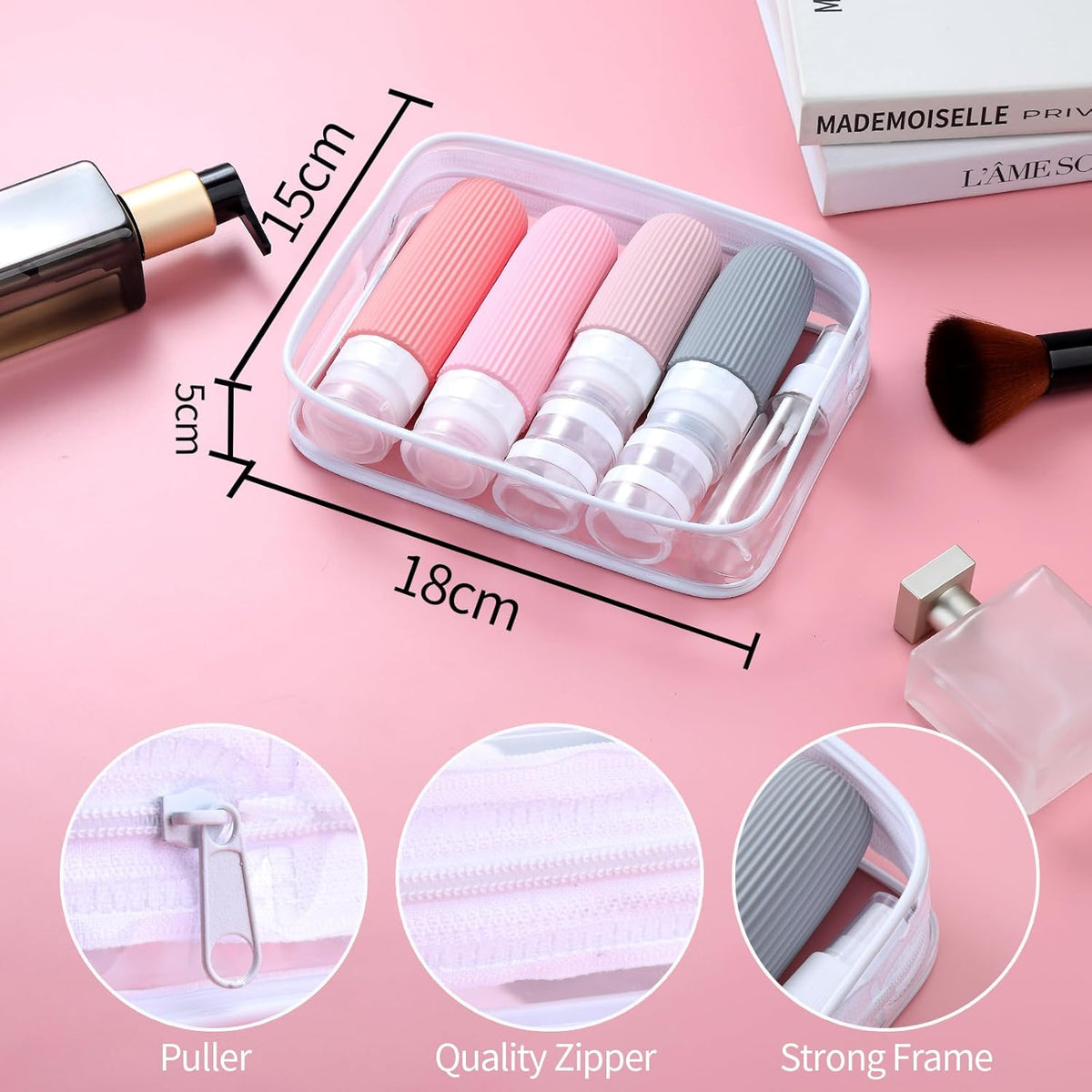 16 Pack Travel Bottles Set, TSA Approved Leak Proof Silicone Squeezable Containers for Toiletries, Refillable Travel Accessories for Conditioner, Shampoo, Lotion & Body Wash Accessories