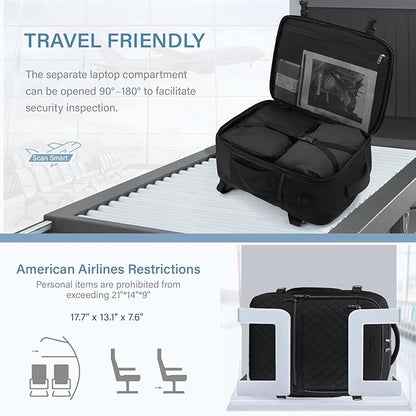 Travel Backpack,30L Carry on Backpack for Airplanes,17.3 Inch Frontier Airlines Personal Item Travel Bag with USB Charger and Cosmetic Bag