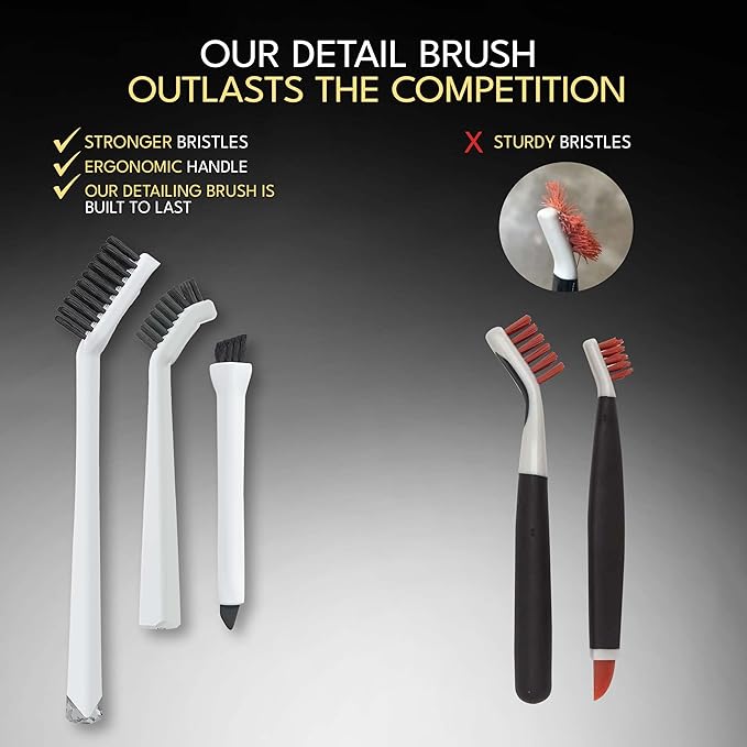 Grout Cleaning Brushes Set (3 Pcs) Deep Cleaner Multi-Purpose Stiff Bristle Brush, Cleaning Toothbrush for Cleaning Corners, Spaces, Tile, Shower, Window & Door Track, Floor, Juicers and Tight Spaces