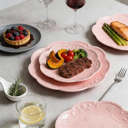 Gaolinci European Palace Series Lace Embossed Ceramic Dinner Plate