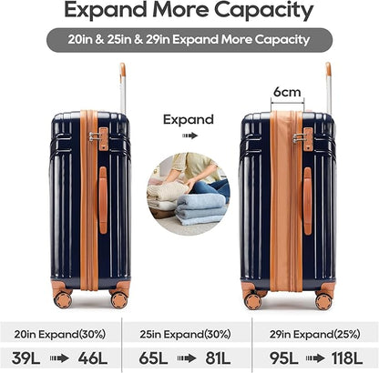 GinzaTravel Luggage Sets 3-Piece Expandable Suitcases with Wheels PC+ABS Durable Hardside Luggage sets TSA lock