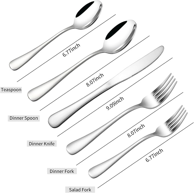 40-Piece Silverware Set, CXJY Stainless Steel Flatware Cutlery Set Service