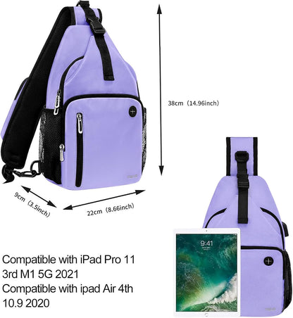 MOSISO Sling Backpack Bag, Crossbody Shoulder Bag Travel Hiking Daypack Chest Bag with Front Square Pocket&USB Charging Port